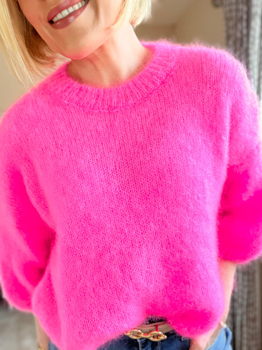 Inès Mohair Jumper | Multiple Colours Knitwear French Edit Neon Pink