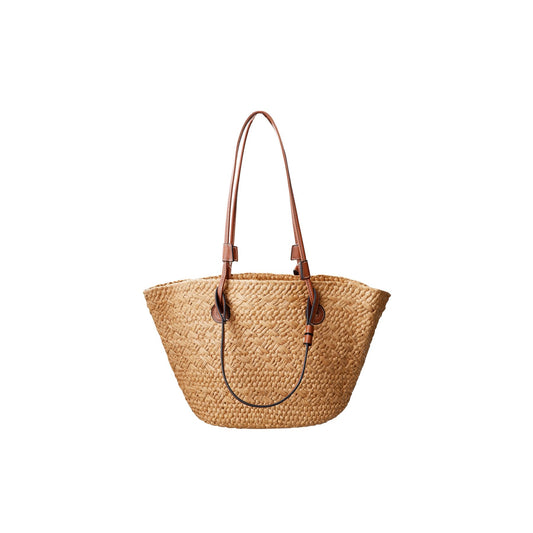Kate Straw Shopper Bag | Nature Handbags Black Colour
