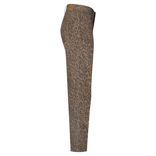 Kim Leopard Trousers | Mid Brown Pants Red Button