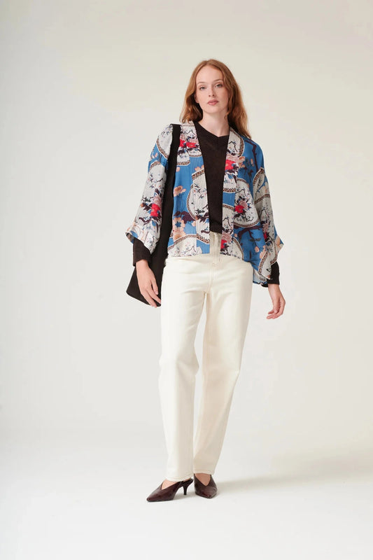 Kimono | Magnolia Plates | Blue Casual Kimonos One Hundred Stars