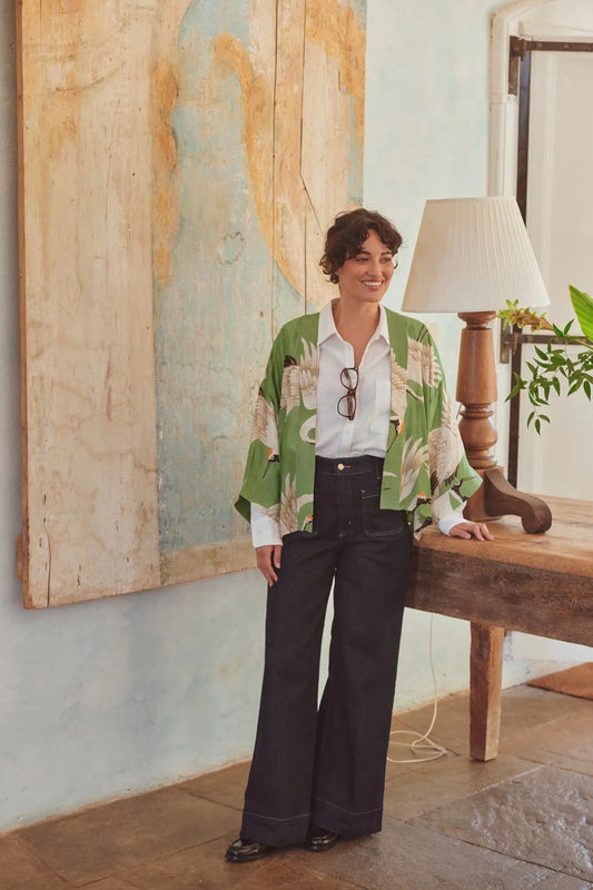 Kimono | Stork | Pea Green Kimonos One Hundred Stars