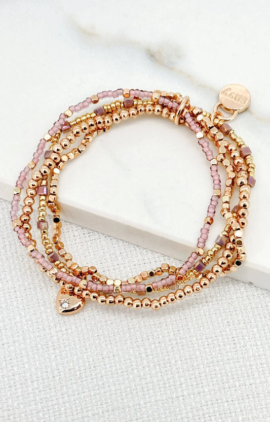Layered Charm Bracelet | Gold\Pink Bracelets Envy