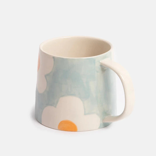 Light Blue & Orange Flower Large Mug Mug Caroline Gardner