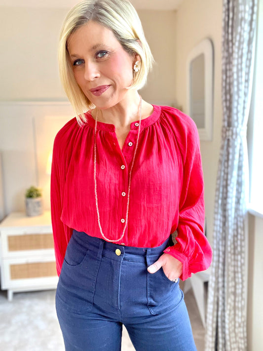 Lucie Shirt | 4 Colours Blouse French Edit Red XS