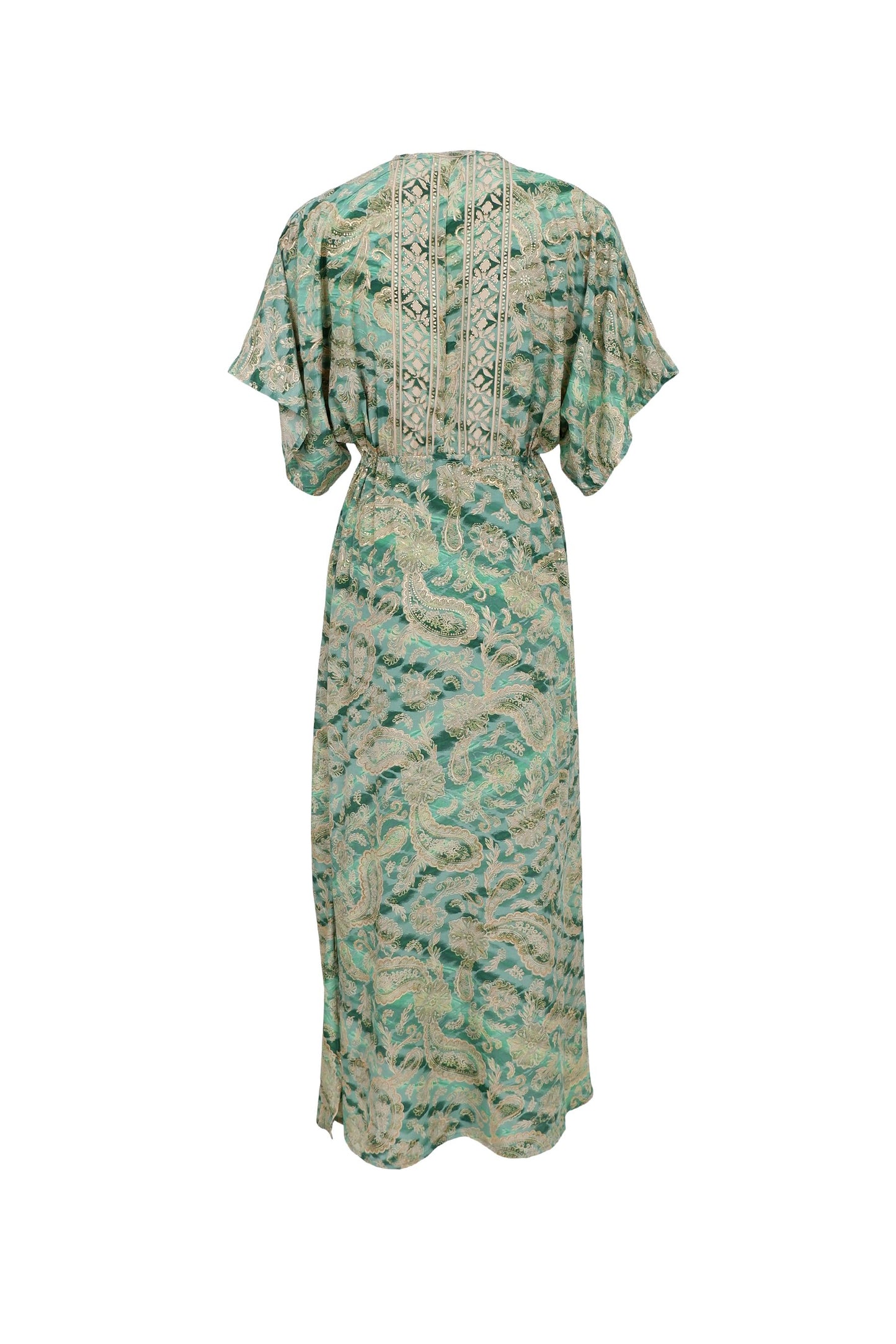Luna Long V-Neck Dress | Floral Green Dresses Black Colour