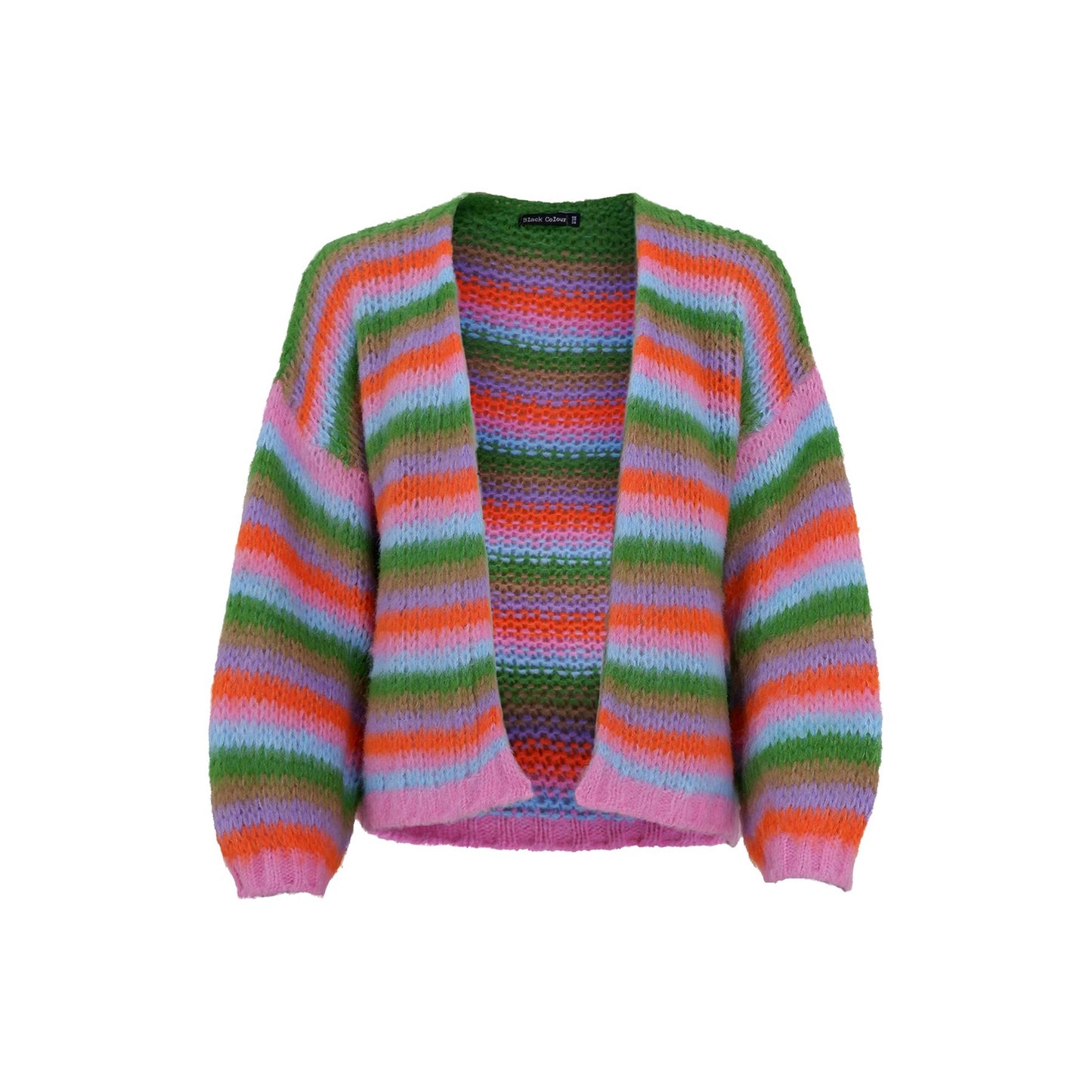 Maddy Striped Cardigan | Mix Green Cardigan Black Colour