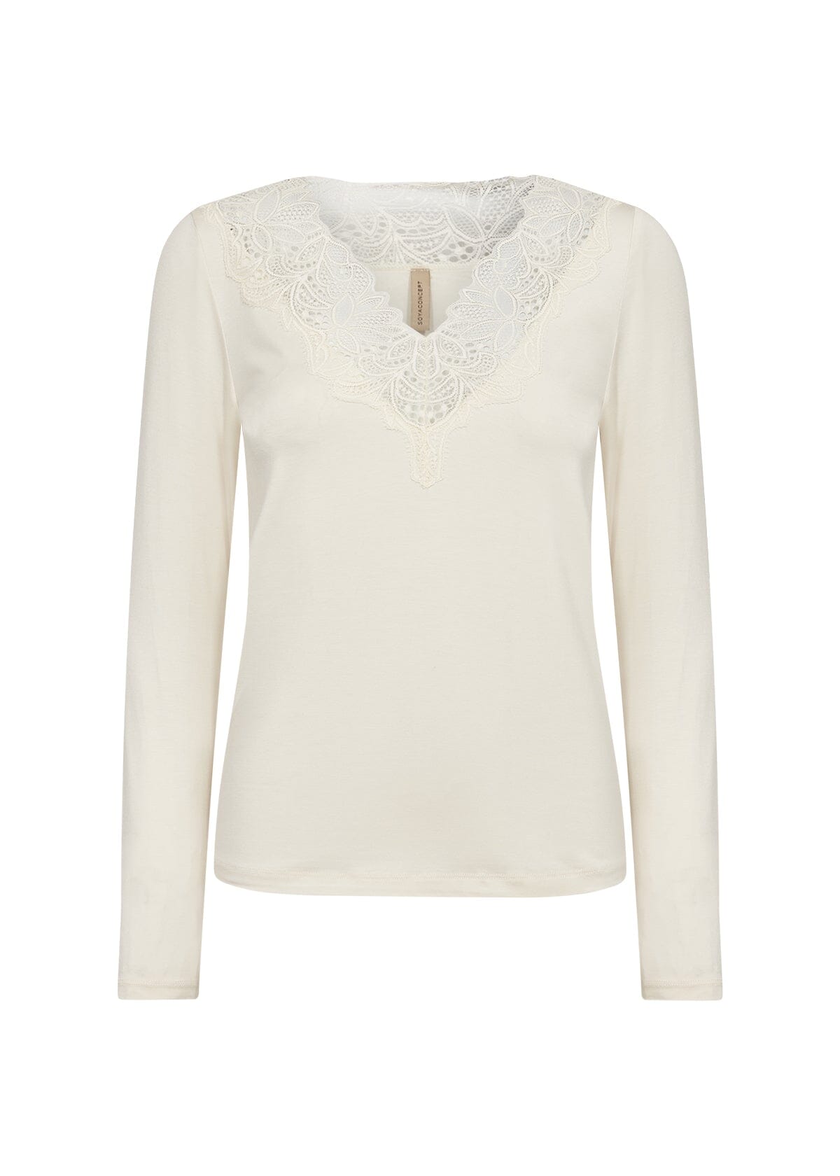 Marica Lace V Top | Cream Blouse Soya Concept