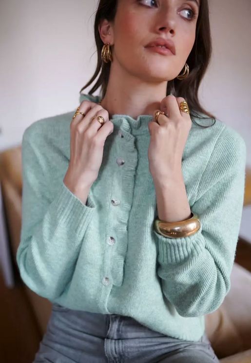 Nila Cardigan | Mint Green Knitwear Parisienne Collection