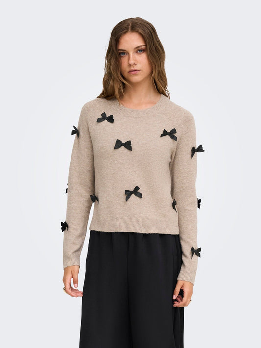 Noelle Bow Knit | Beige/Black Jumper Only