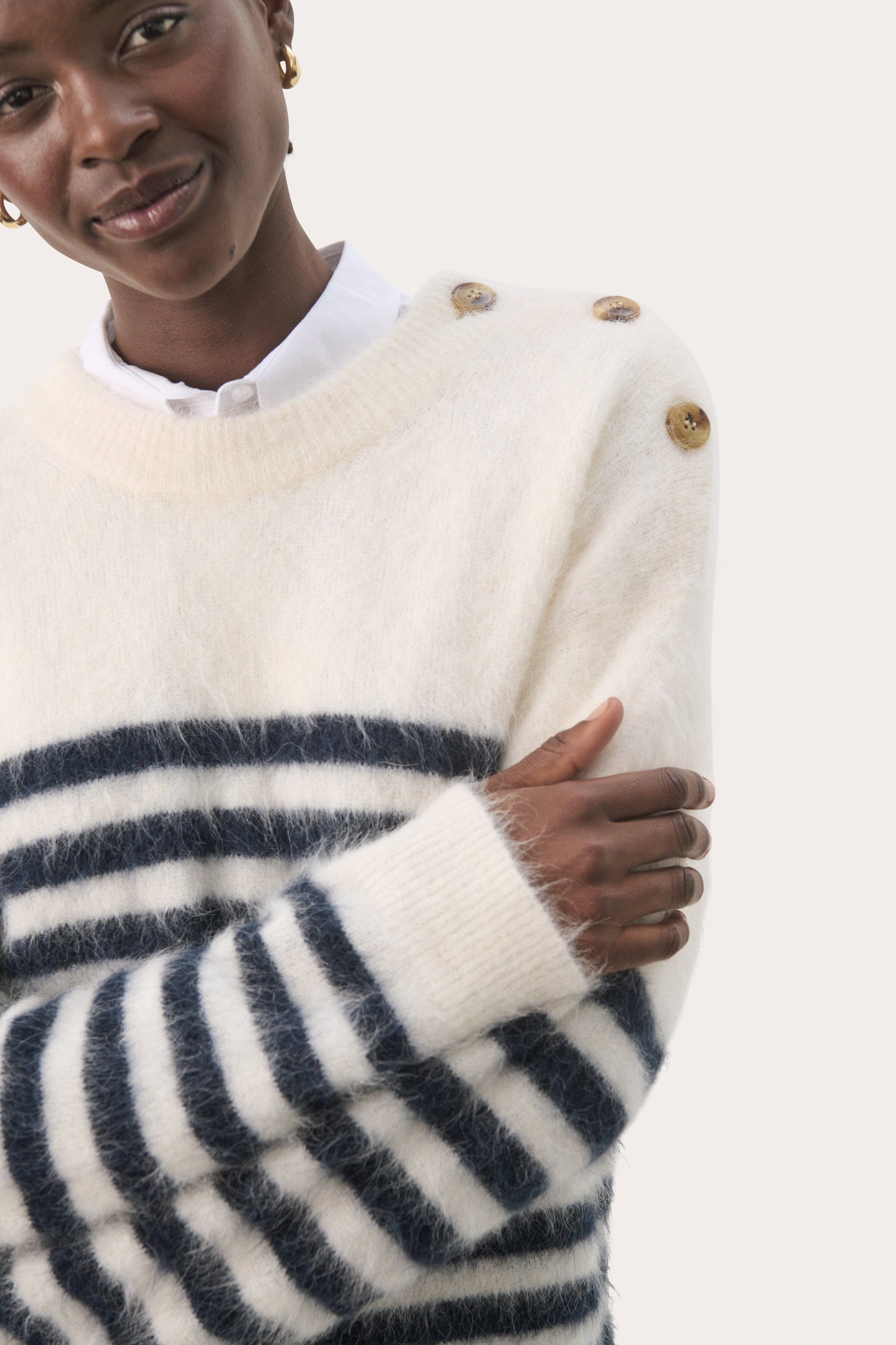 Pialli Pullover | Dark Navy Stripe Blouse Part Two
