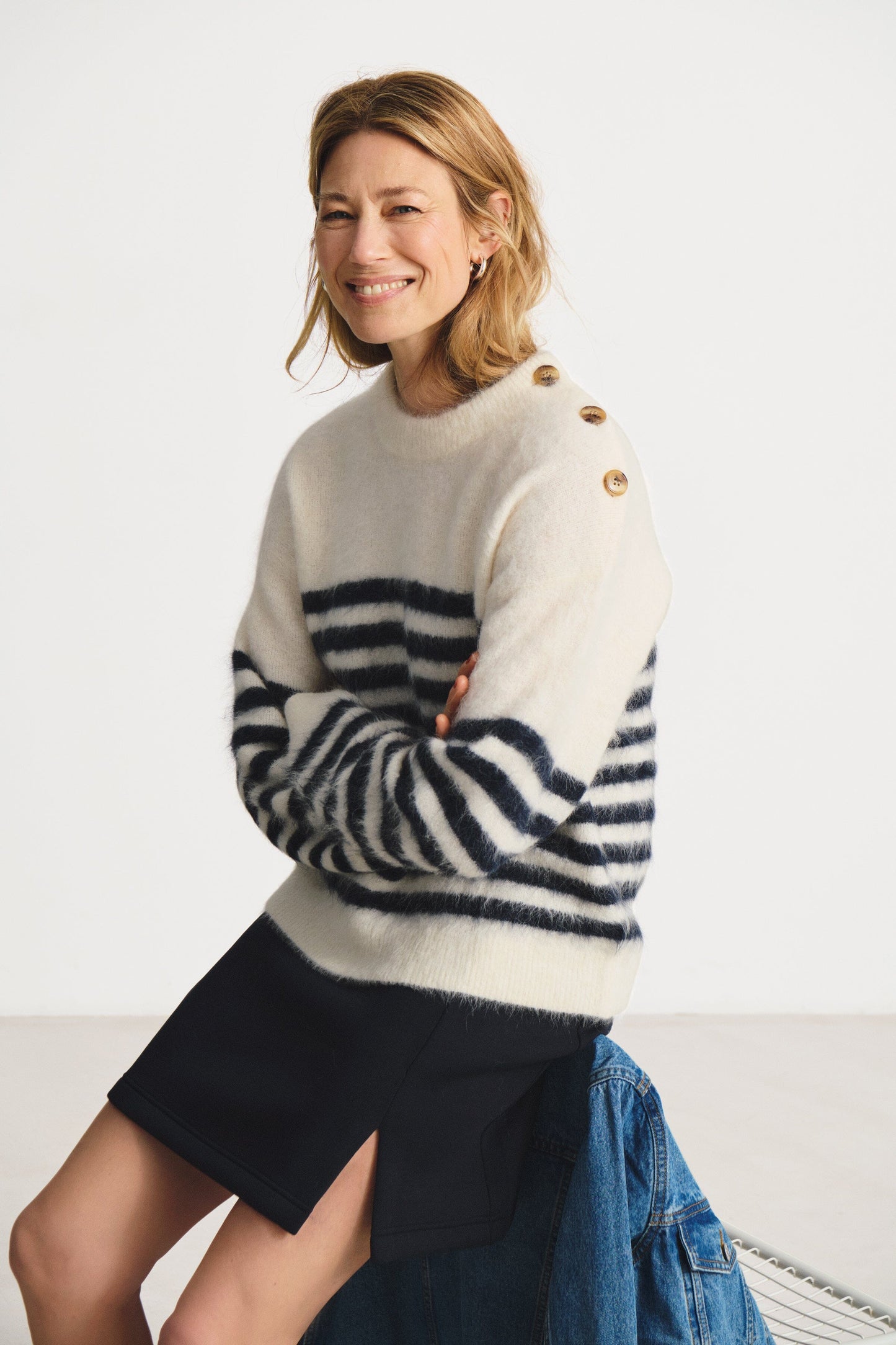Pialli Pullover | Dark Navy Stripe Blouse Part Two
