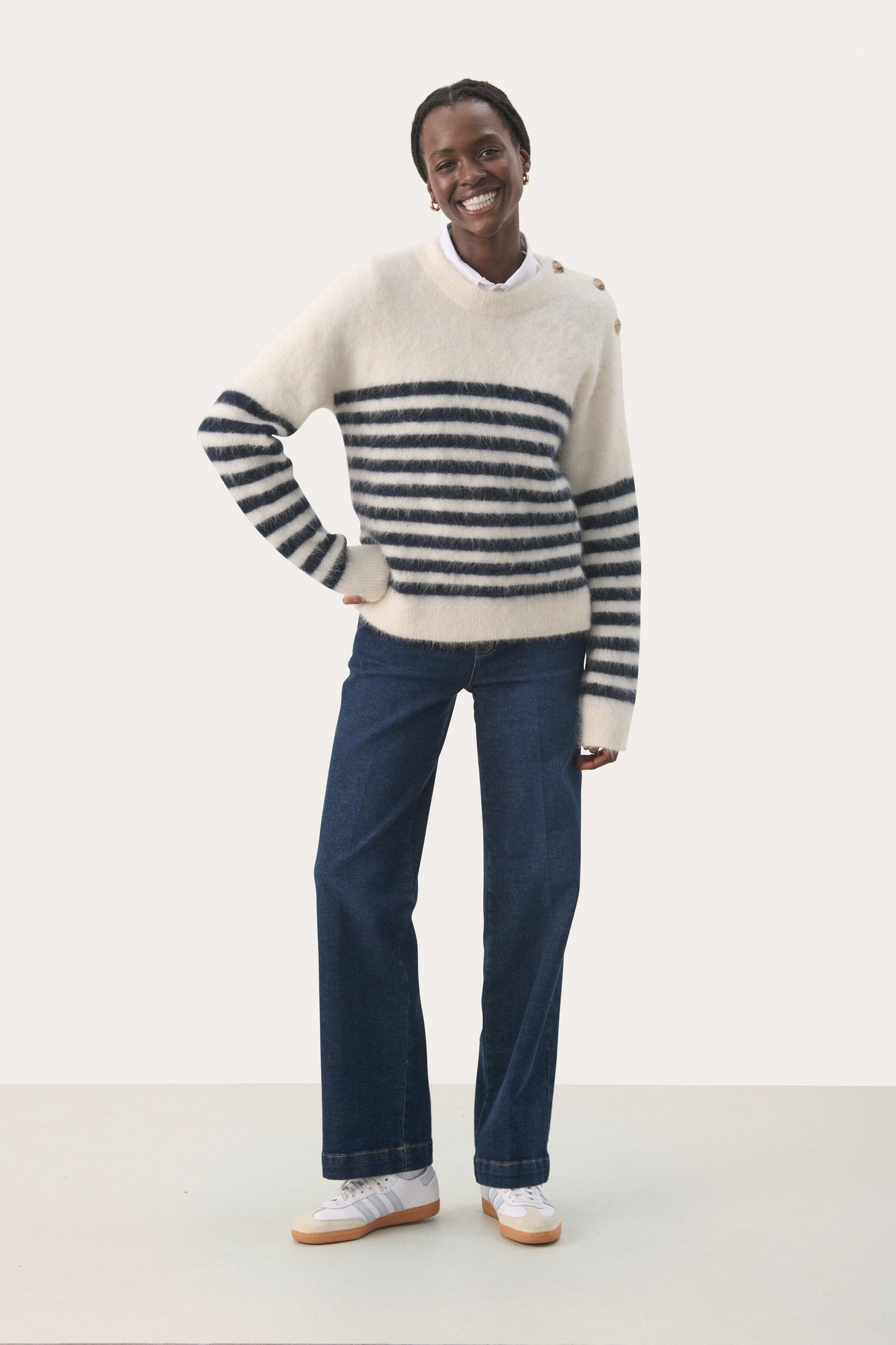 Pialli Pullover | Dark Navy Stripe Blouse Part Two