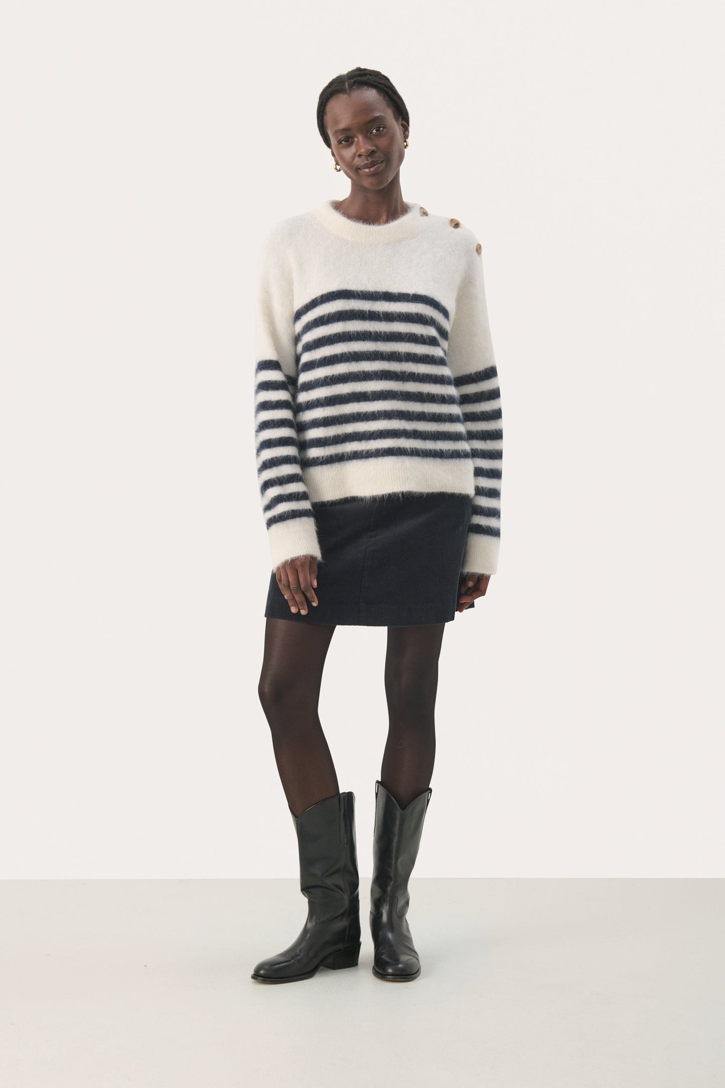 Pialli Pullover | Dark Navy Stripe Blouse Part Two