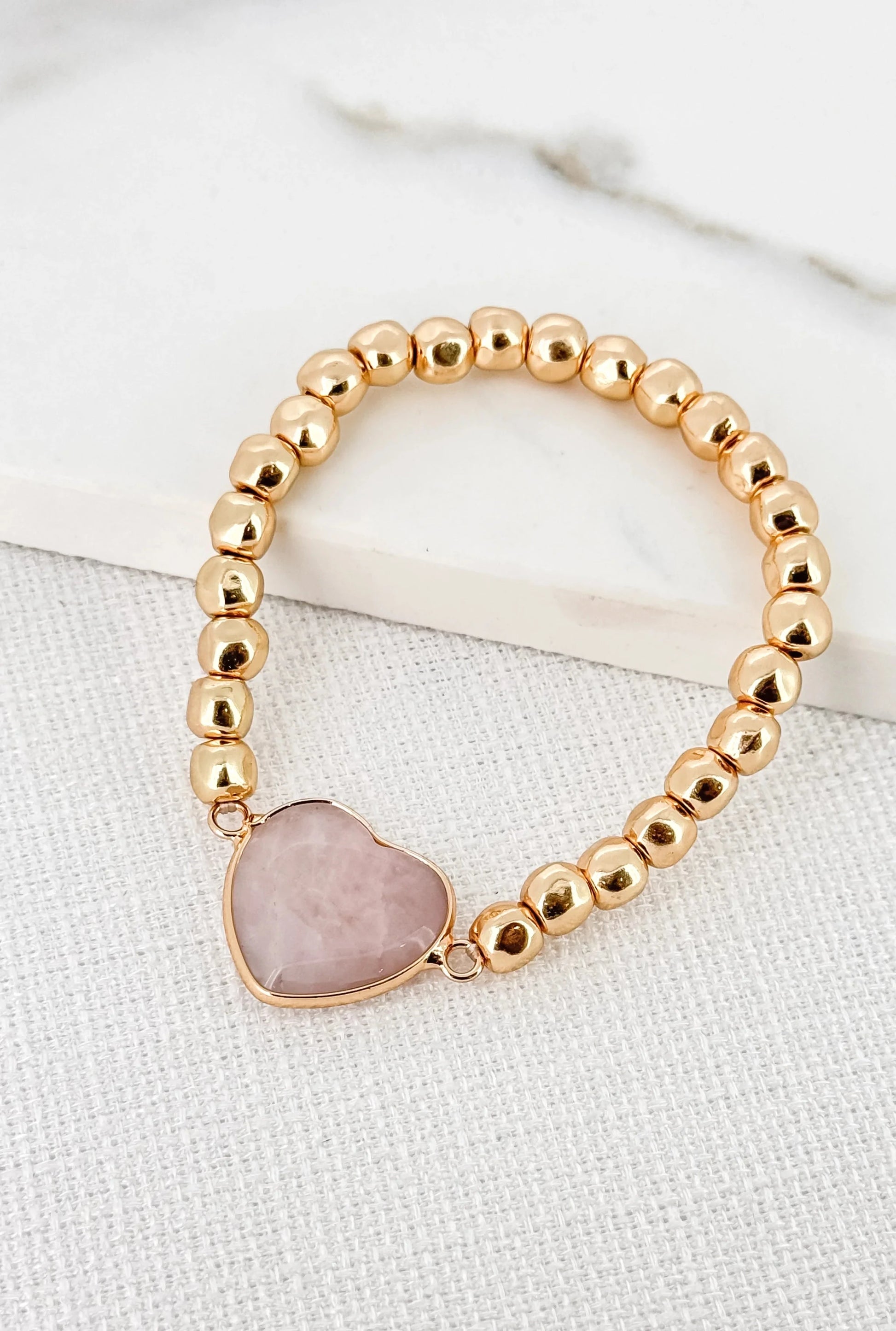 Pink Heart Pendant Bracelet | Gold Bracelets Envy