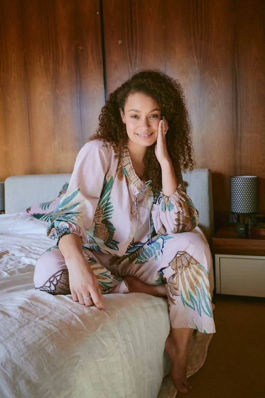 Poplin Pyjamas | Crane Plaster Pink Pyjamas One Hundred Stars