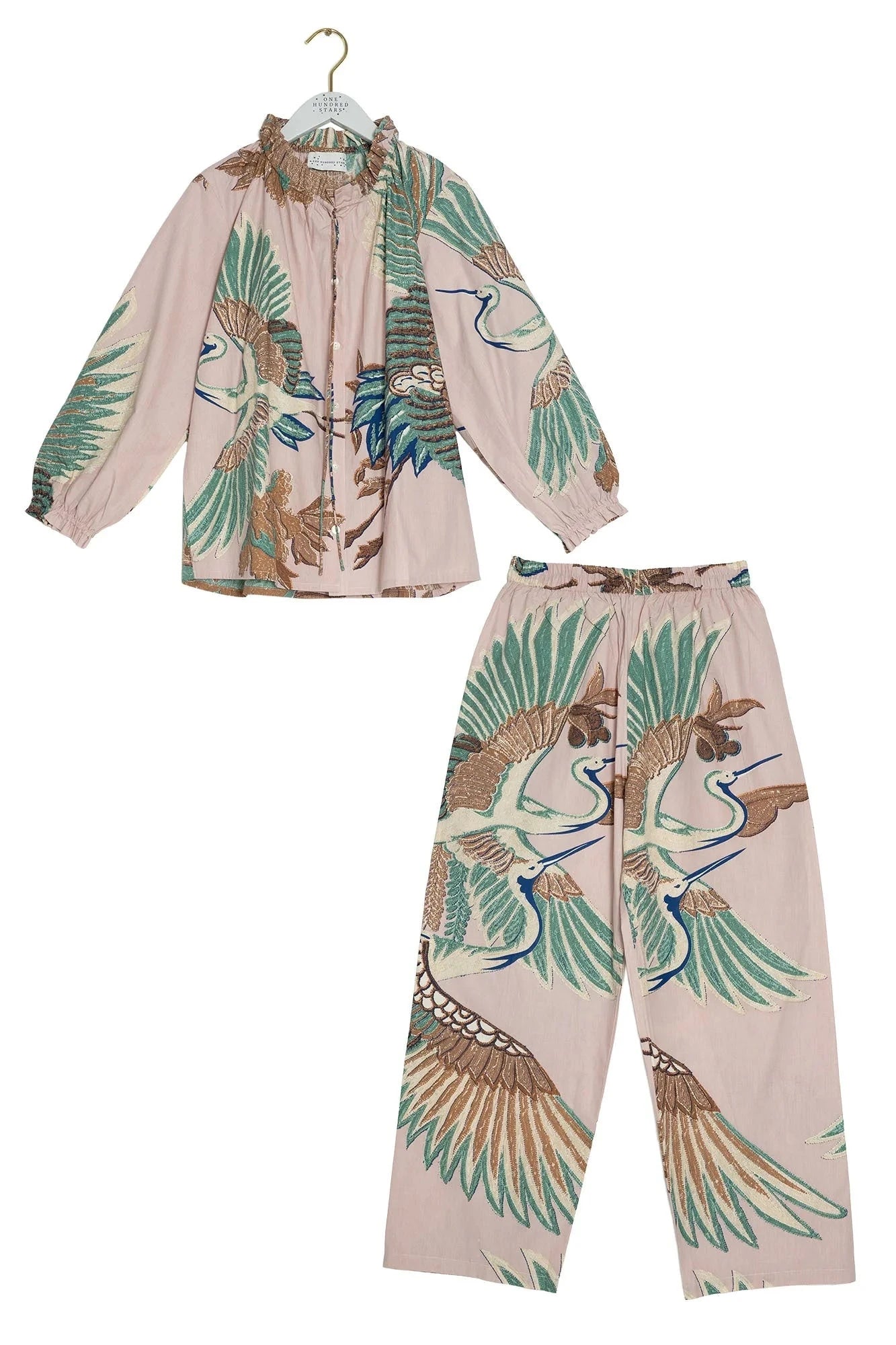 Poplin Pyjamas | Crane Plaster Pink Pyjamas One Hundred Stars
