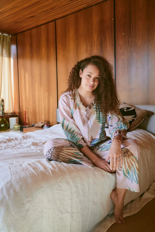 Poplin Pyjamas | Crane Plaster Pink Pyjamas One Hundred Stars