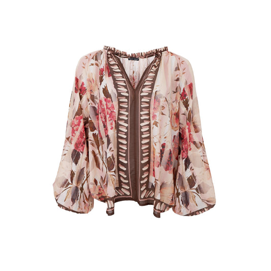 Rosewood Blouse | Creme Rose Blouse Black Colour