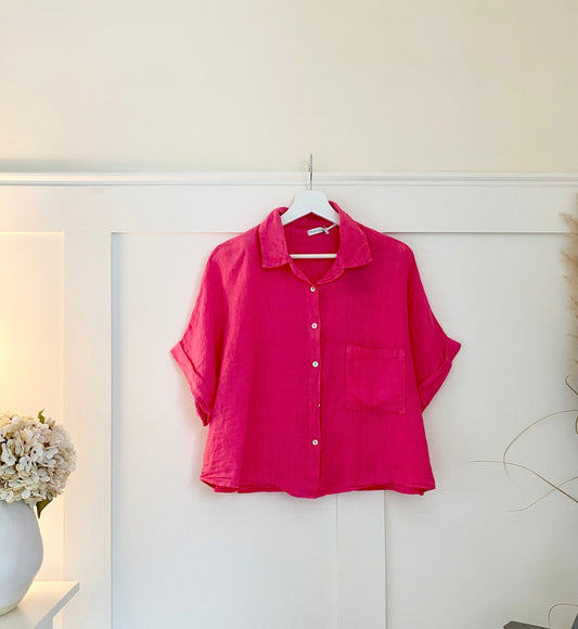 Sienna Linen Shirt | 5 Colours Shirts & Tops Miss Sugar Fuchsia 
