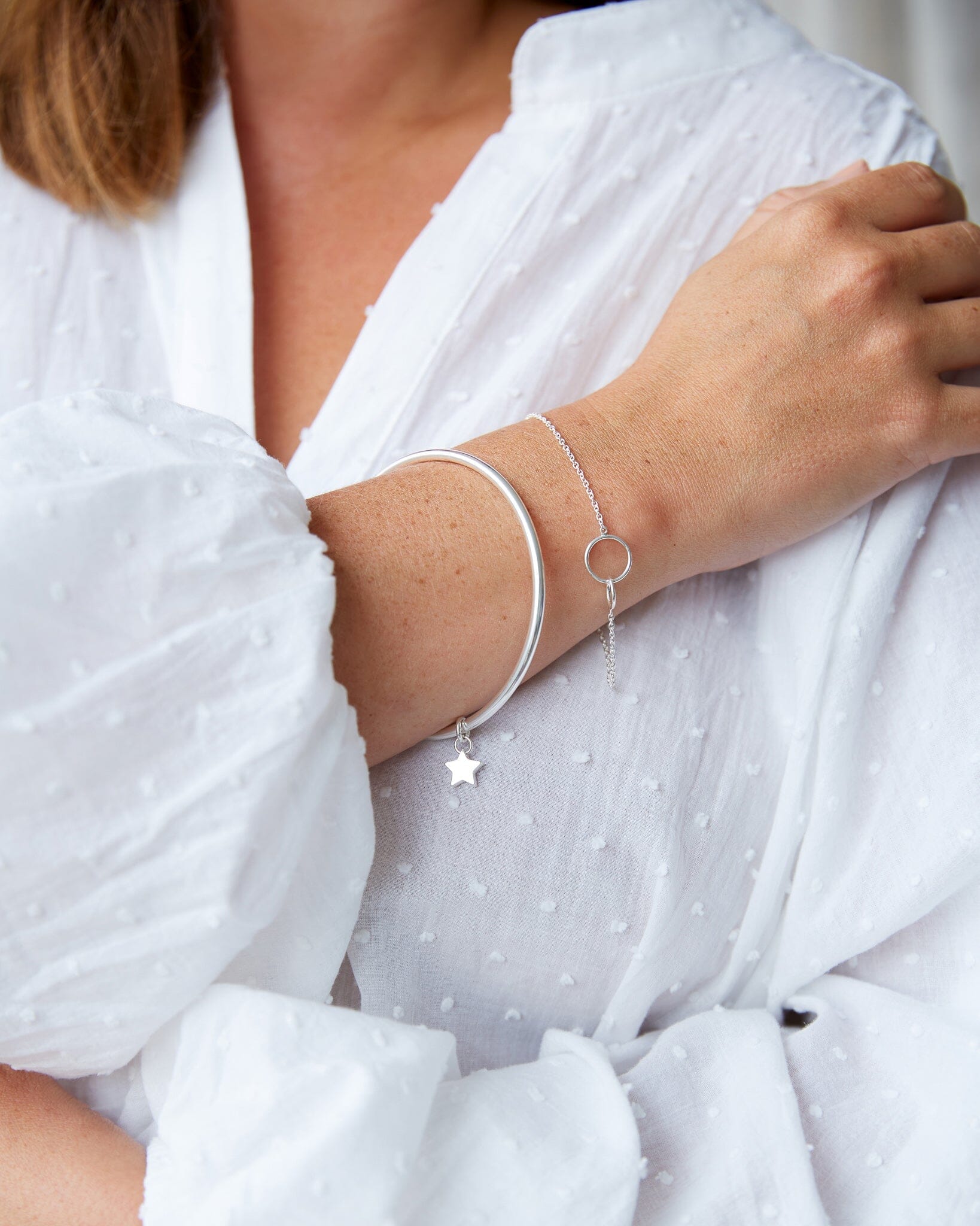 Star Bangle | Silver Bracelet Chalk