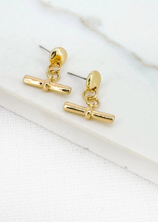 T Bar Drop Earrings | Gold Earrings Envy