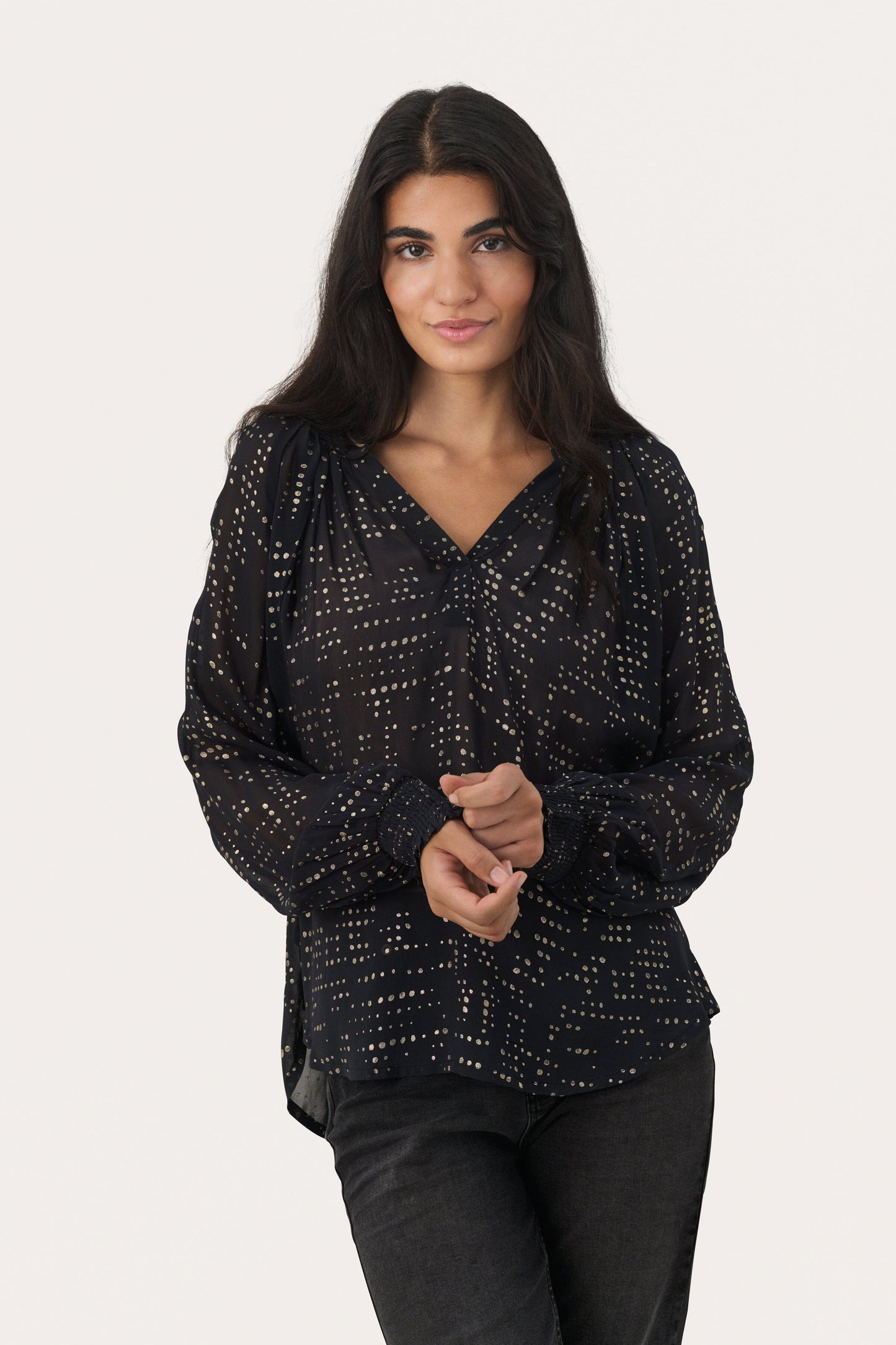 Tennie Blouse | Navy Gold Dot Blouse Part Two