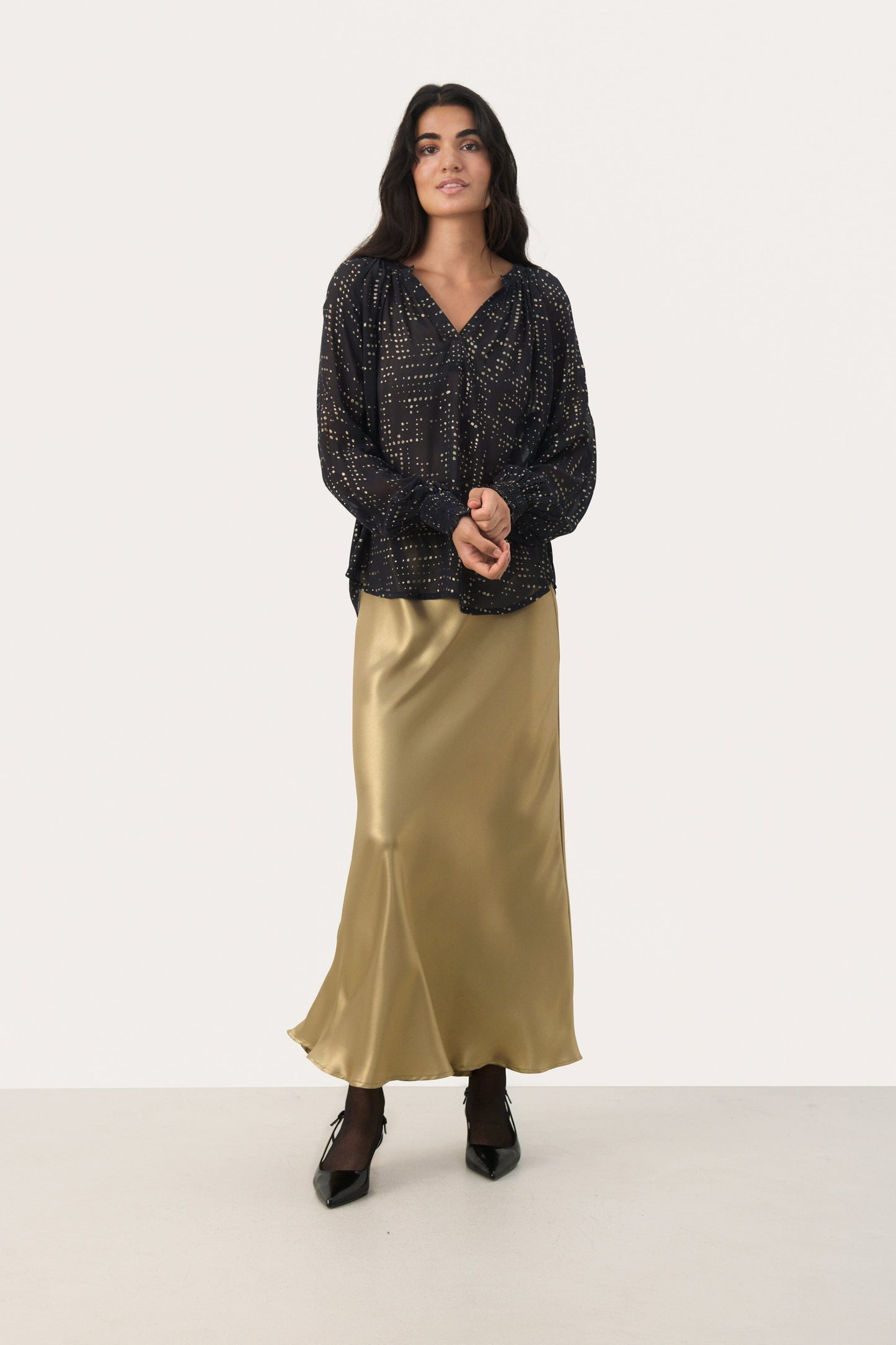 Tennie Blouse | Navy Gold Dot Blouse Part Two