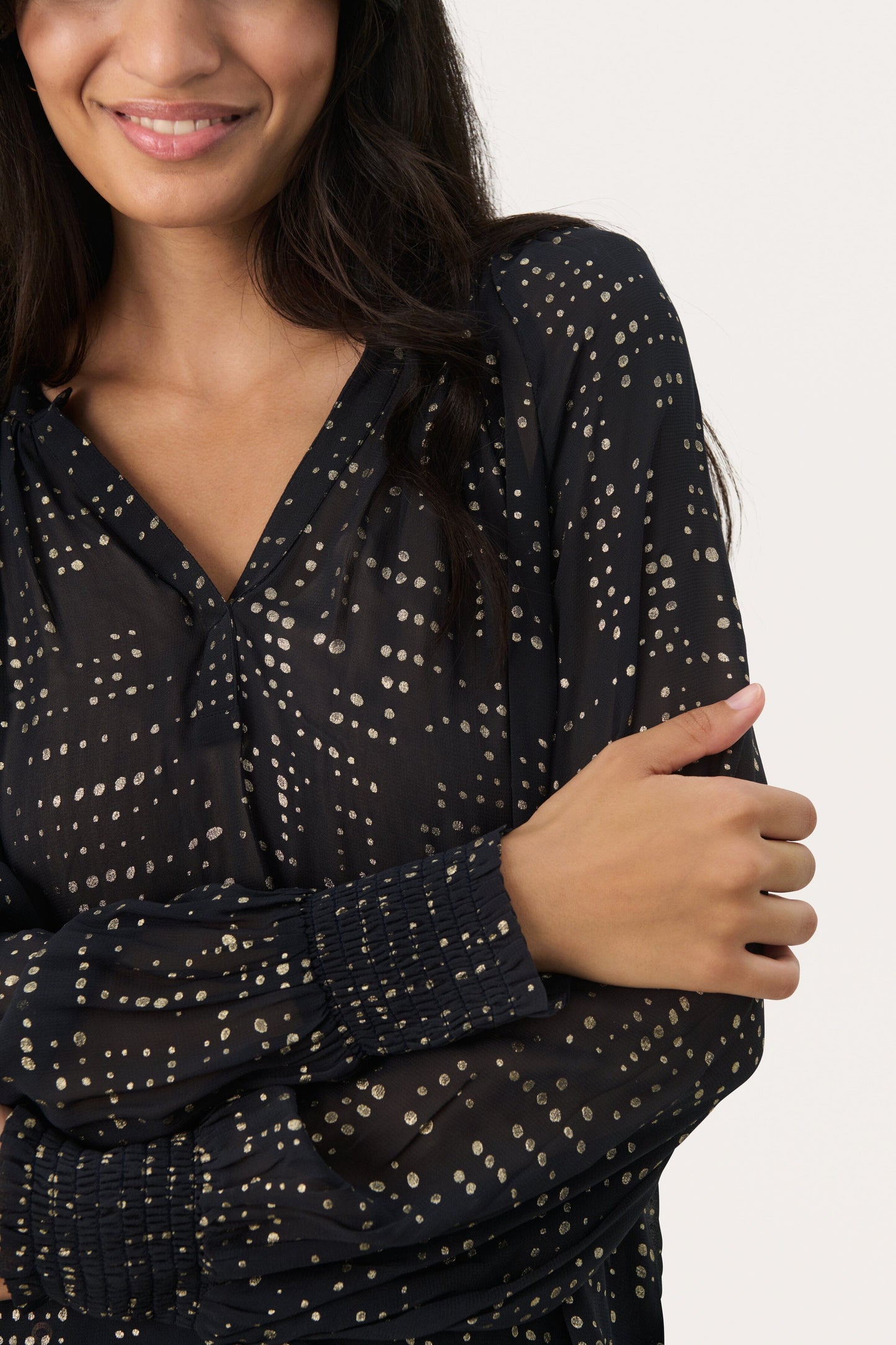 Tennie Blouse | Navy Gold Dot Blouse Part Two