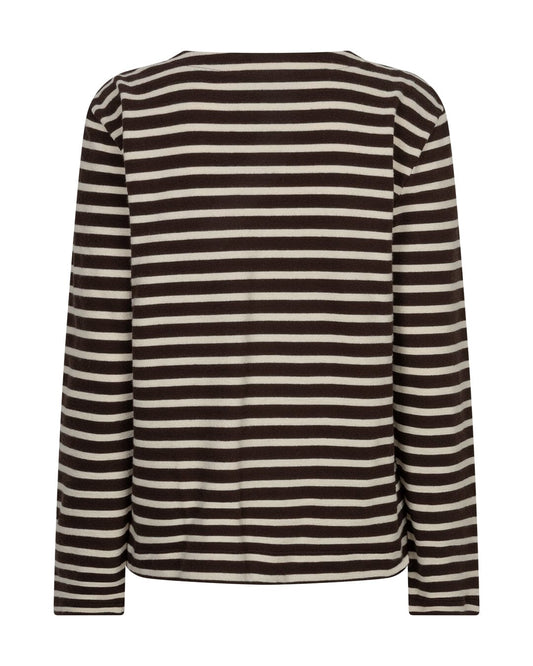 Terry Stripe Top | 2 Colours Cardigan Red Button