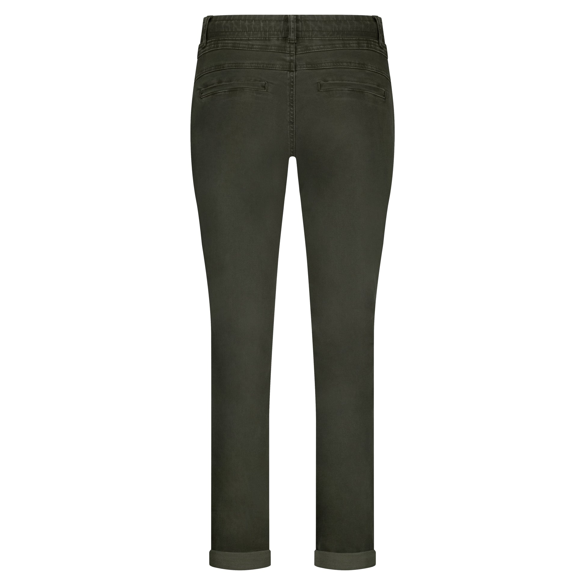 Tessy Slub Trousers | Dark Green Pants Red Button
