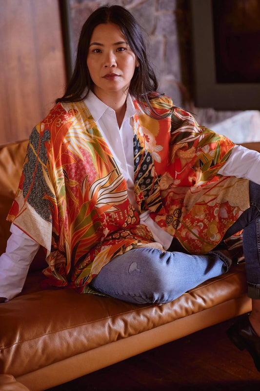 Throwover | Fans | Scarlet Casual Kimonos One Hundred Stars