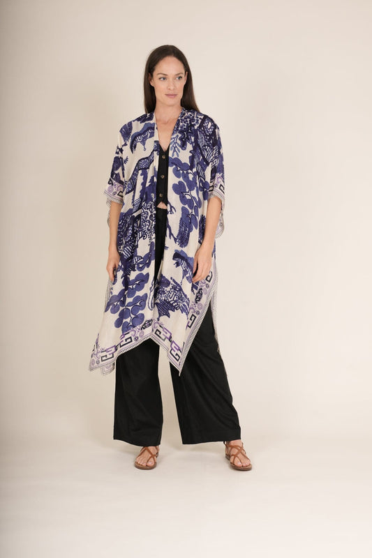 Throwover | Giant Willow | Blue White Casual Kimonos One Hundred Stars