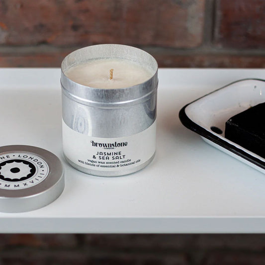 Tin Candle | Jasmine and Sea Salt Candle Brownstone London