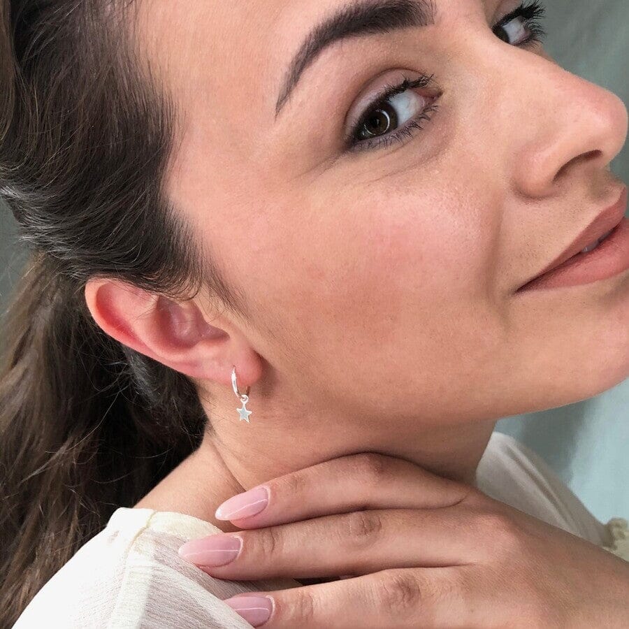 Tiny Star Hoops | Sterling Silver Earrings Lisa Angel