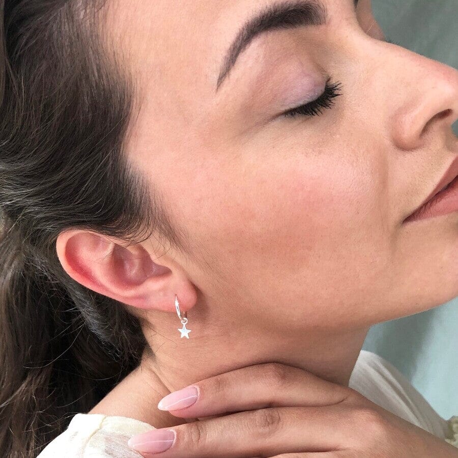 Tiny Star Hoops | Sterling Silver Earrings Lisa Angel