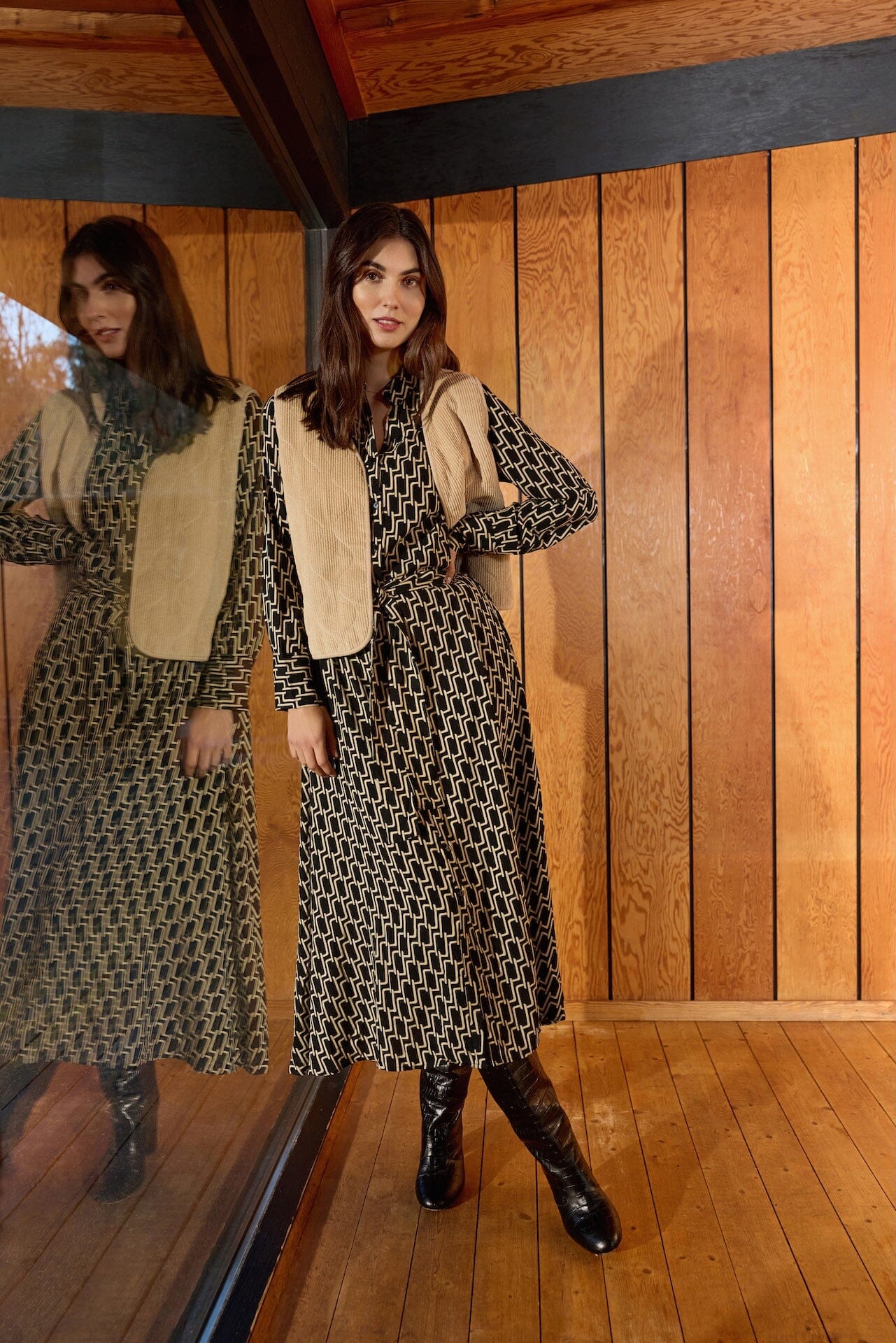 Varla Dress | Black Combi Dress Soya Concept