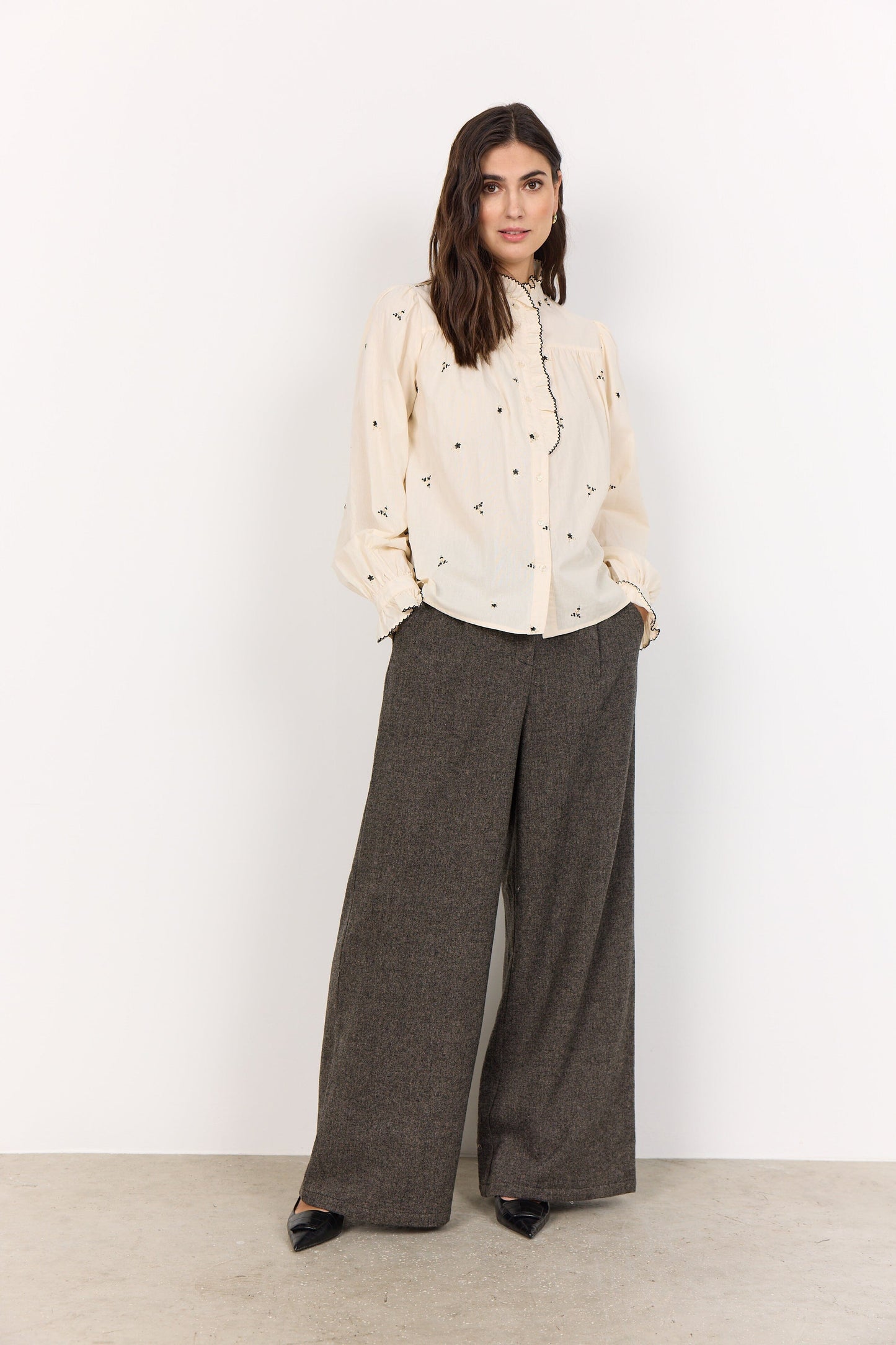 Viben Blouse | Cream Combi Blouse Soya Concept