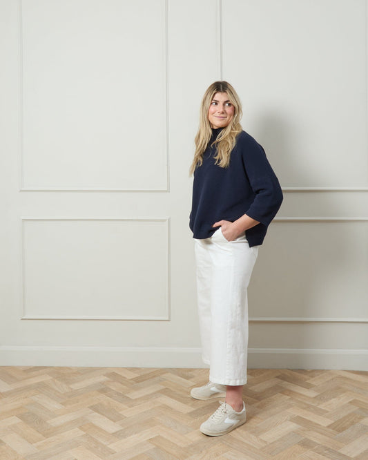 Vicki Jumper | Navy Knitwear Chalk