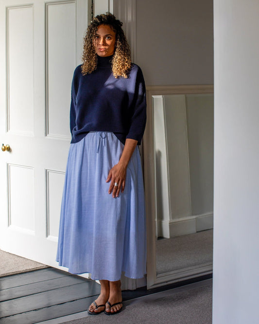 Vicki Jumper | Navy Knitwear Chalk