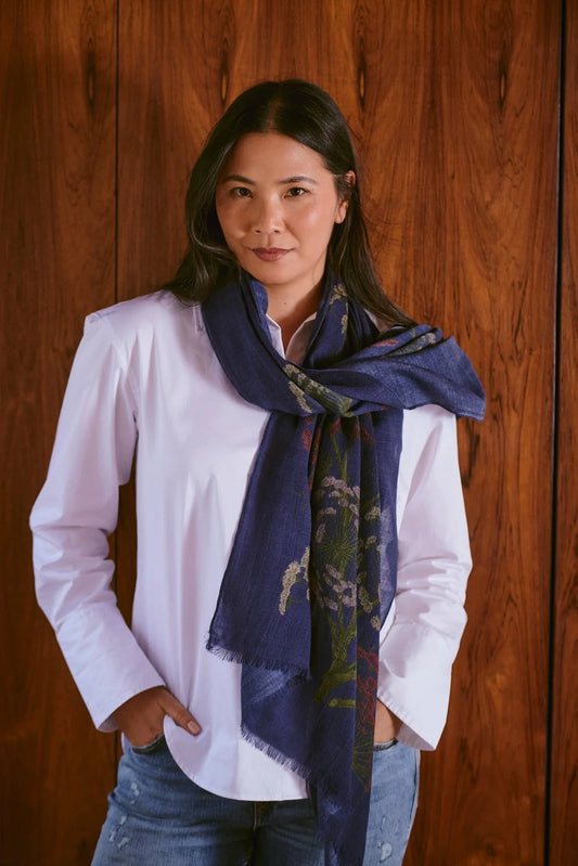 Wool Scarf | Parsley Seed | Navy Scarves One Hundred Stars