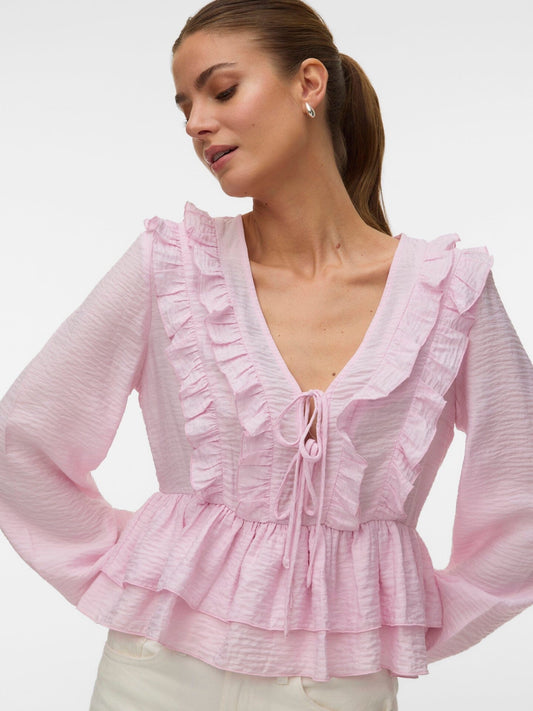 Zoey Flounce Top | Pink A Boo Blouse Vero Moda
