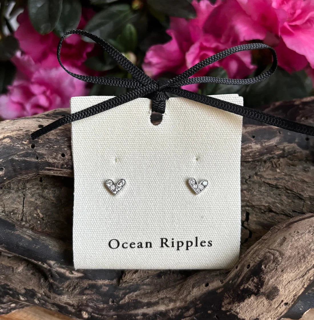 14ct Gold Plated Cubic Zirconia Heart Earrings | 2 Colours Earrings Ocean Ripple 