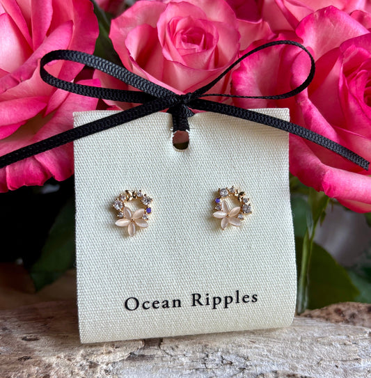 14ct Gold Plated Flower Wreath Earrings Earrings Ocean Ripple 