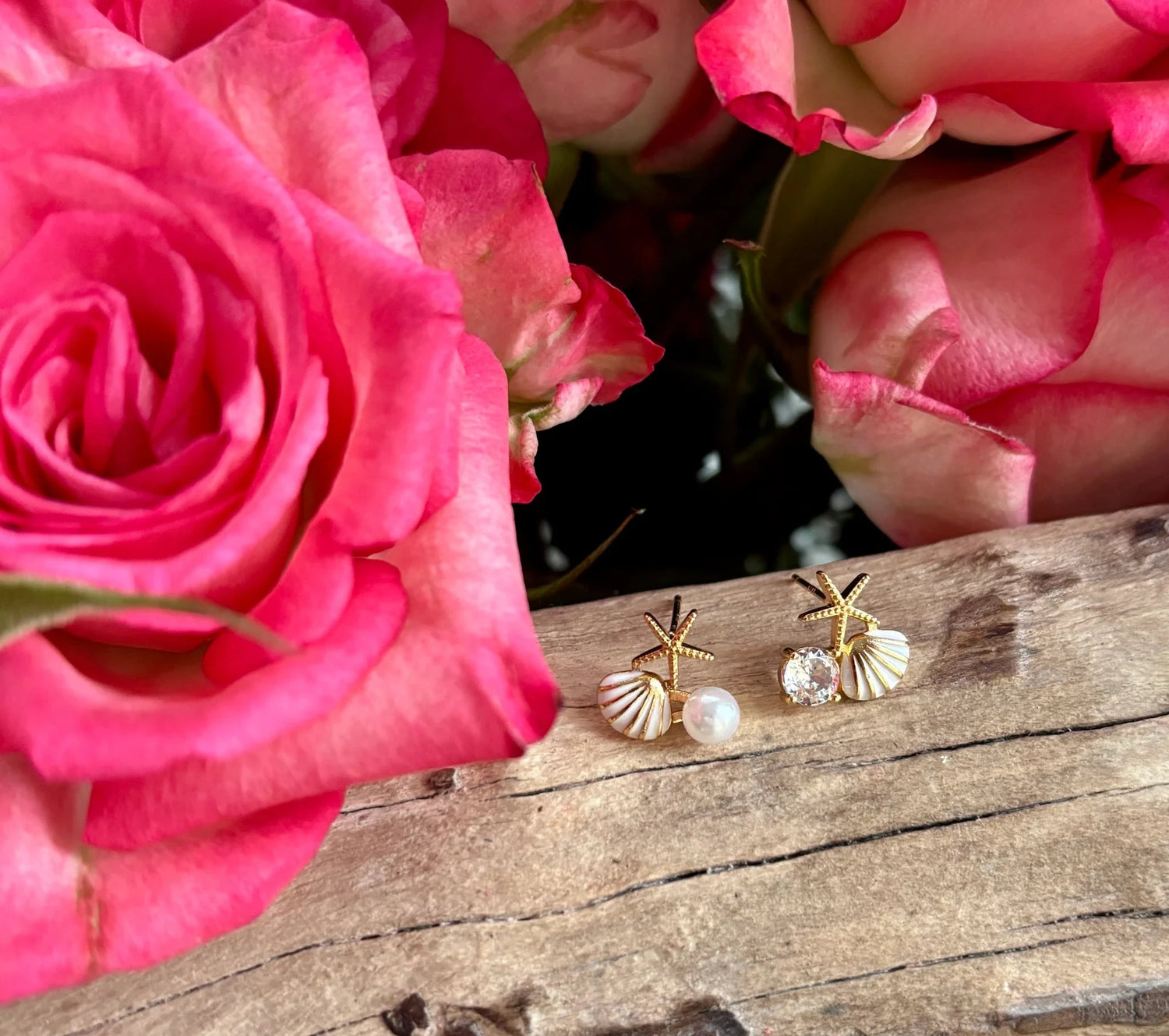 14ct Gold Plated Mismatched Starfish Stud Earrings Earrings Ocean Ripple 