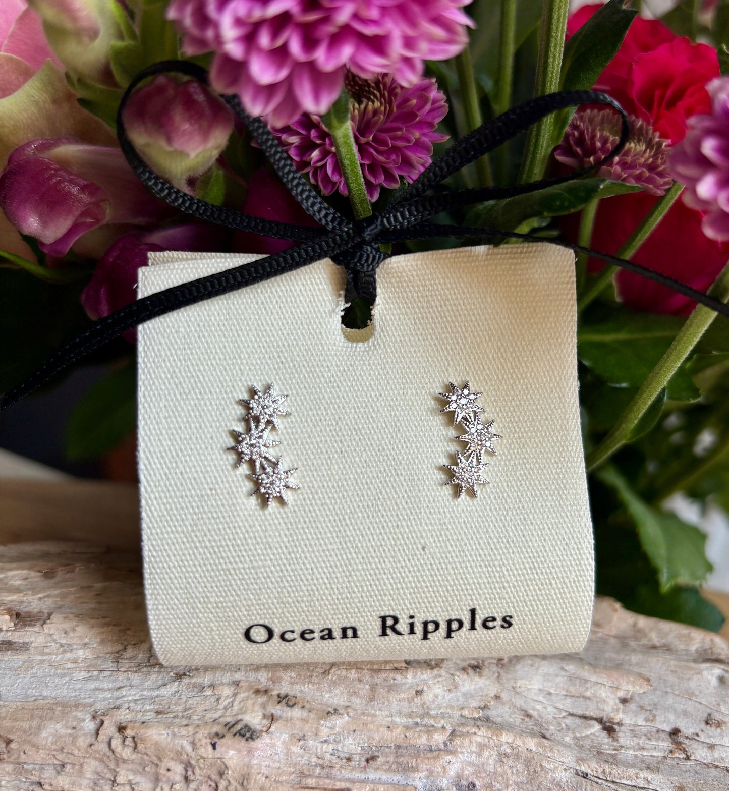 14ct Gold Plated Triple Star Earrings | 2 Colours Earrings Ocean Ripple 