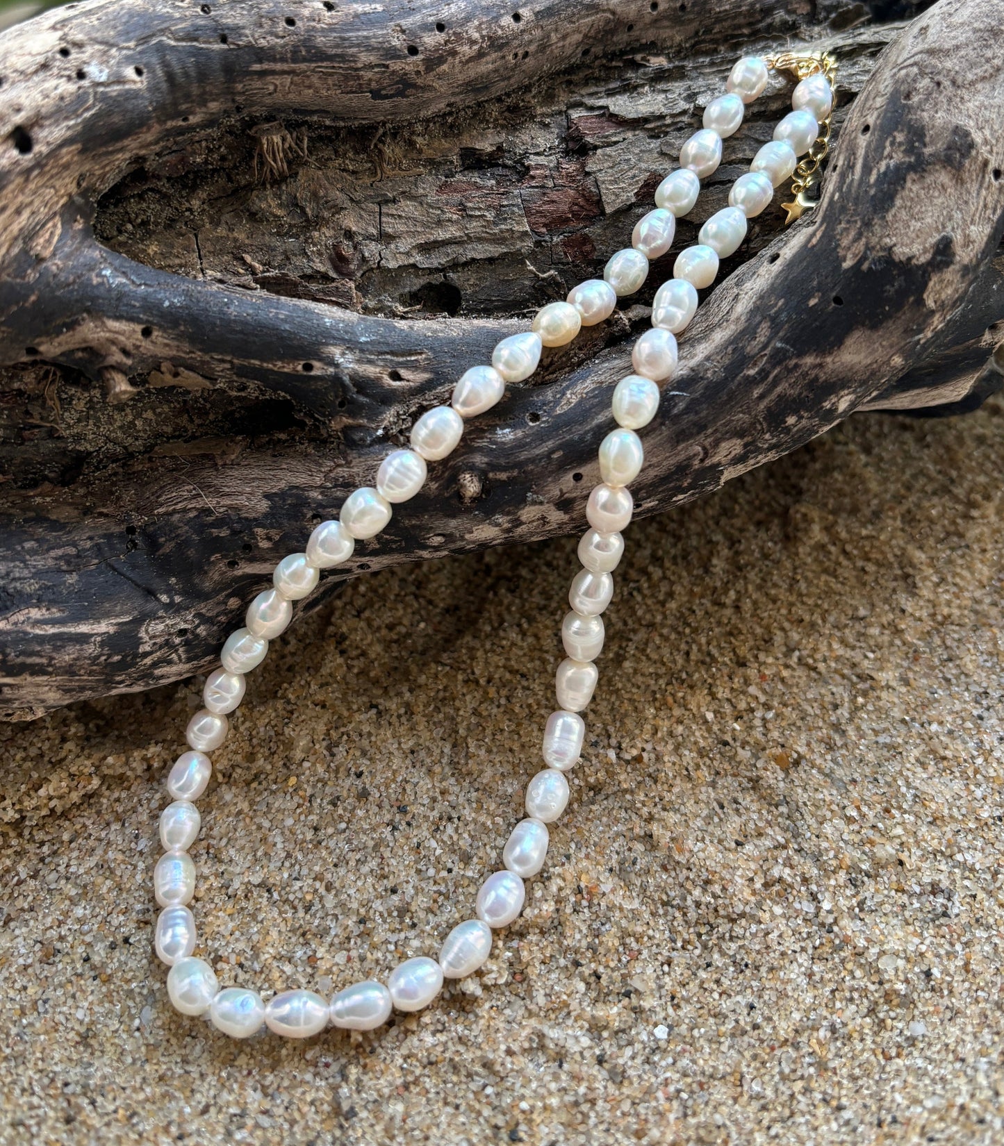18ct Gold plated Fresh Water Pearl Necklace Necklace Ocean Ripple 