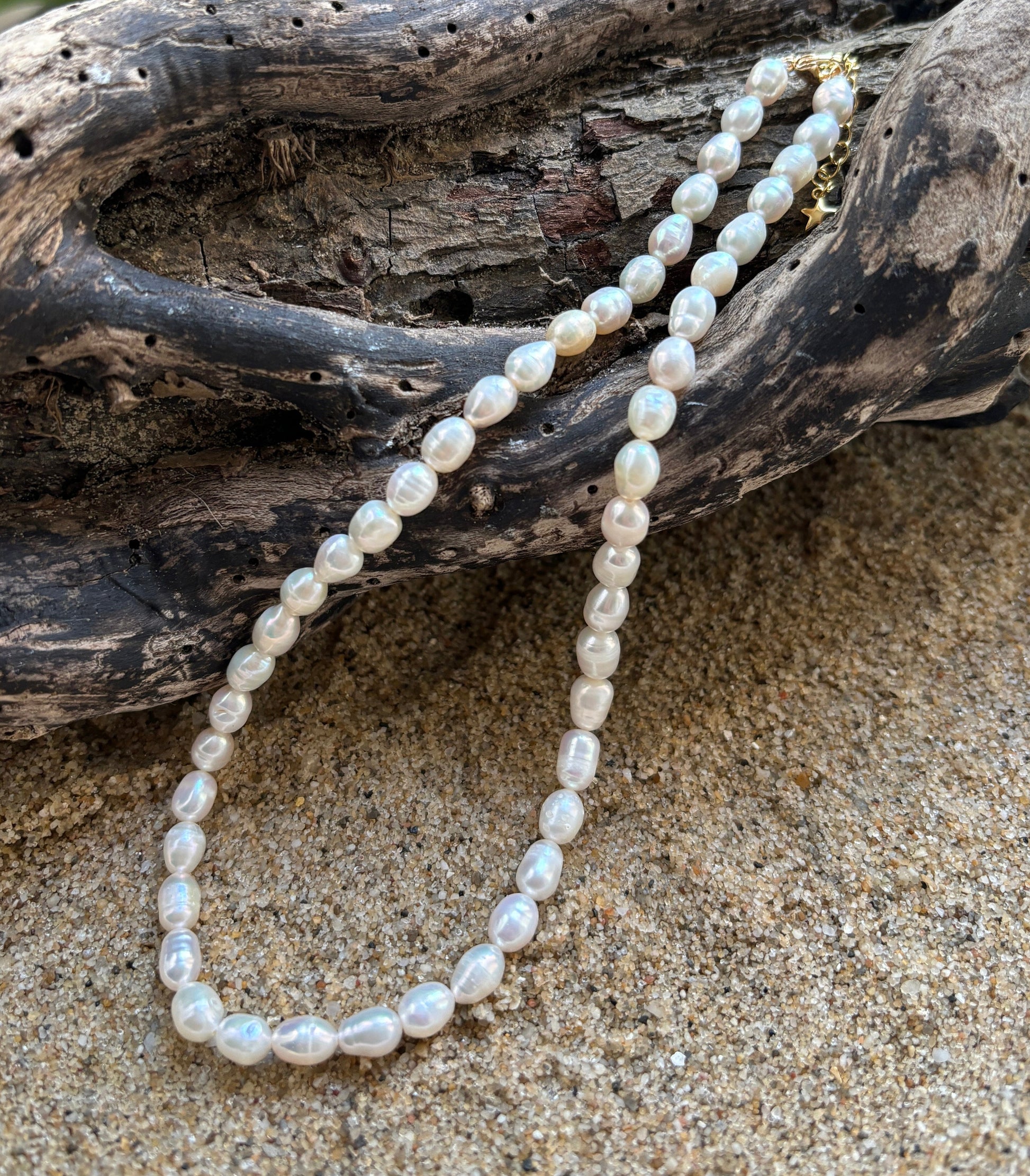 18ct Gold plated Fresh Water Pearl Necklace Necklace Ocean Ripple 