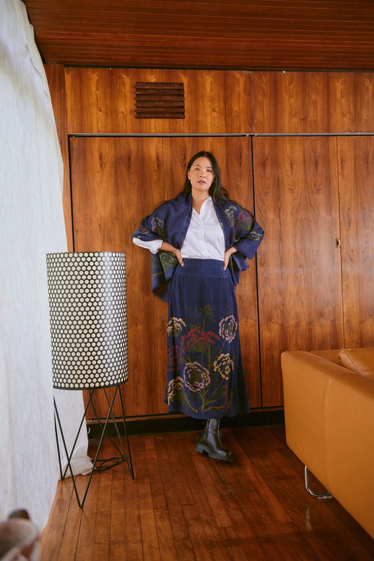 Wool Kimono | Parsley Seed | Navy