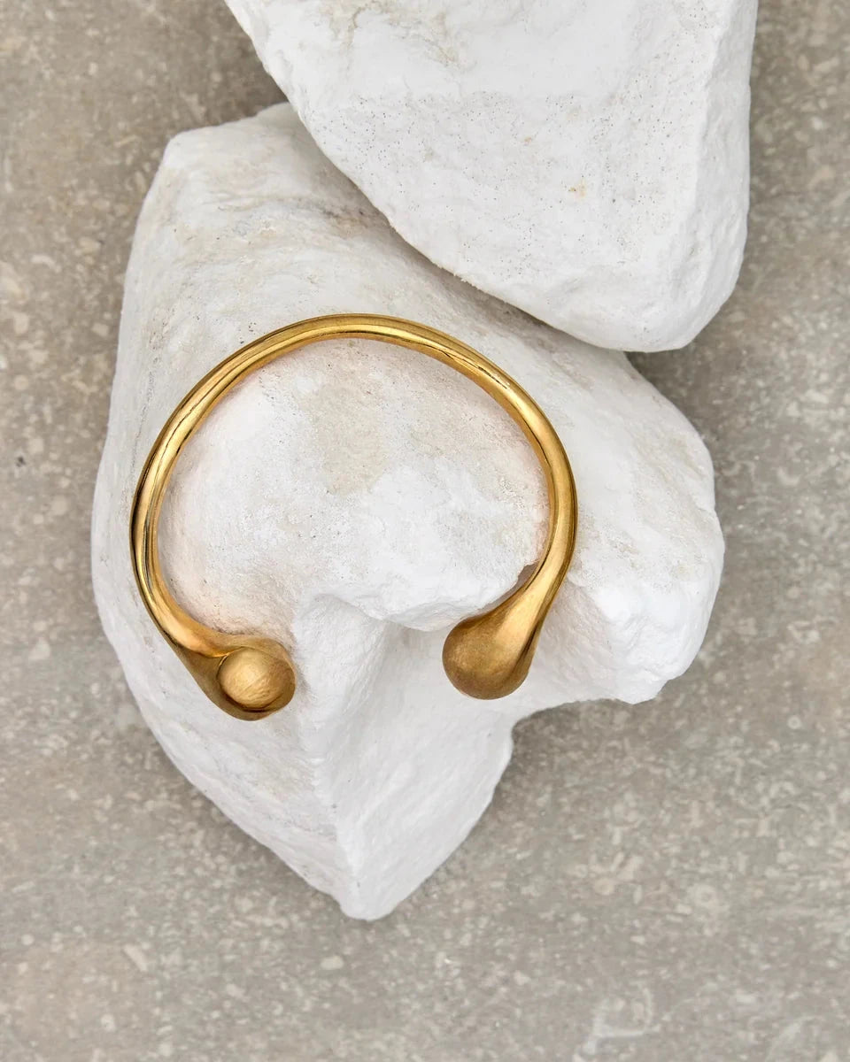 Abstract Chunky Bangle | Gold Bracelet Chalk 