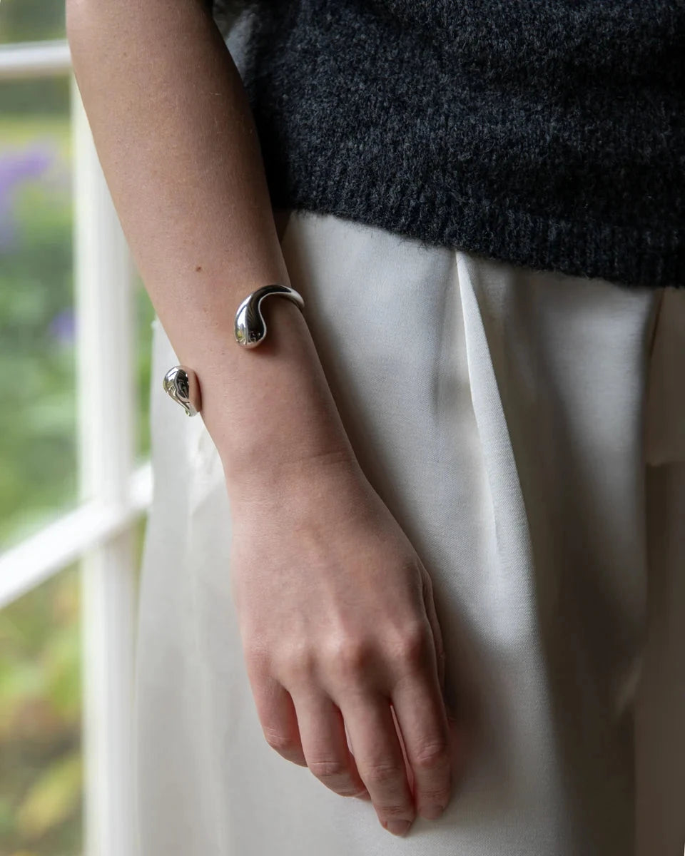 Abstract Chunky Bangle | Silver Bracelet Chalk 